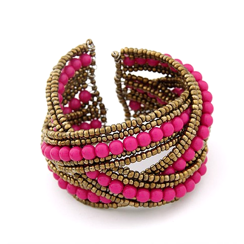 Deep_Ocean_Pearl-Hot_Pink-Chunky Beaded Bracelet-online-Shopping-Store